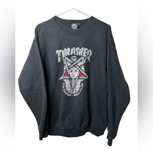 Vintage Thrasher “Skate or Die” Graphic Sweatshirt Size Small | Black Crewneck - Picture 2 of 11